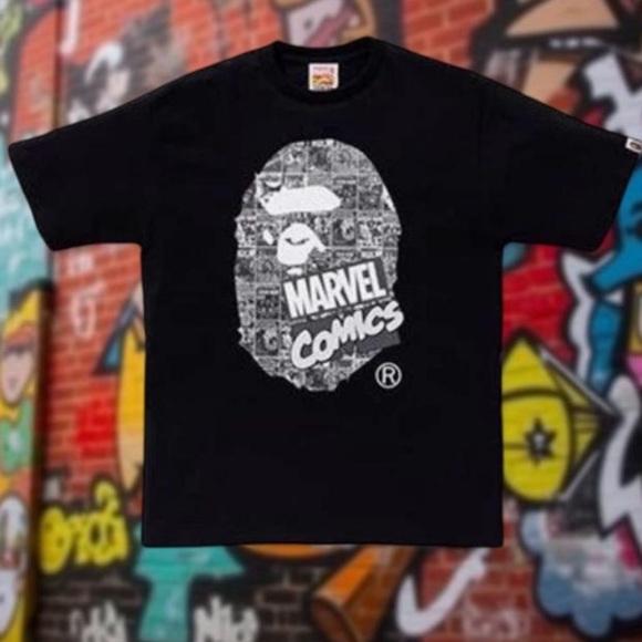 BAPE x Marvel Black Graphic Tee Size S Brand New Rare Streetwear Collaboration